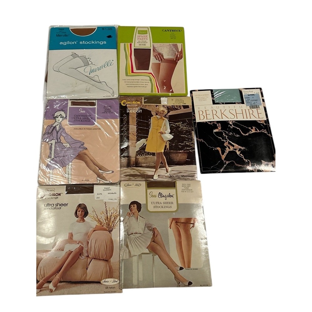 VTG‎ Pantyhose Sheer Cling Along Tights Lot of 7 Various Colors & Sizes